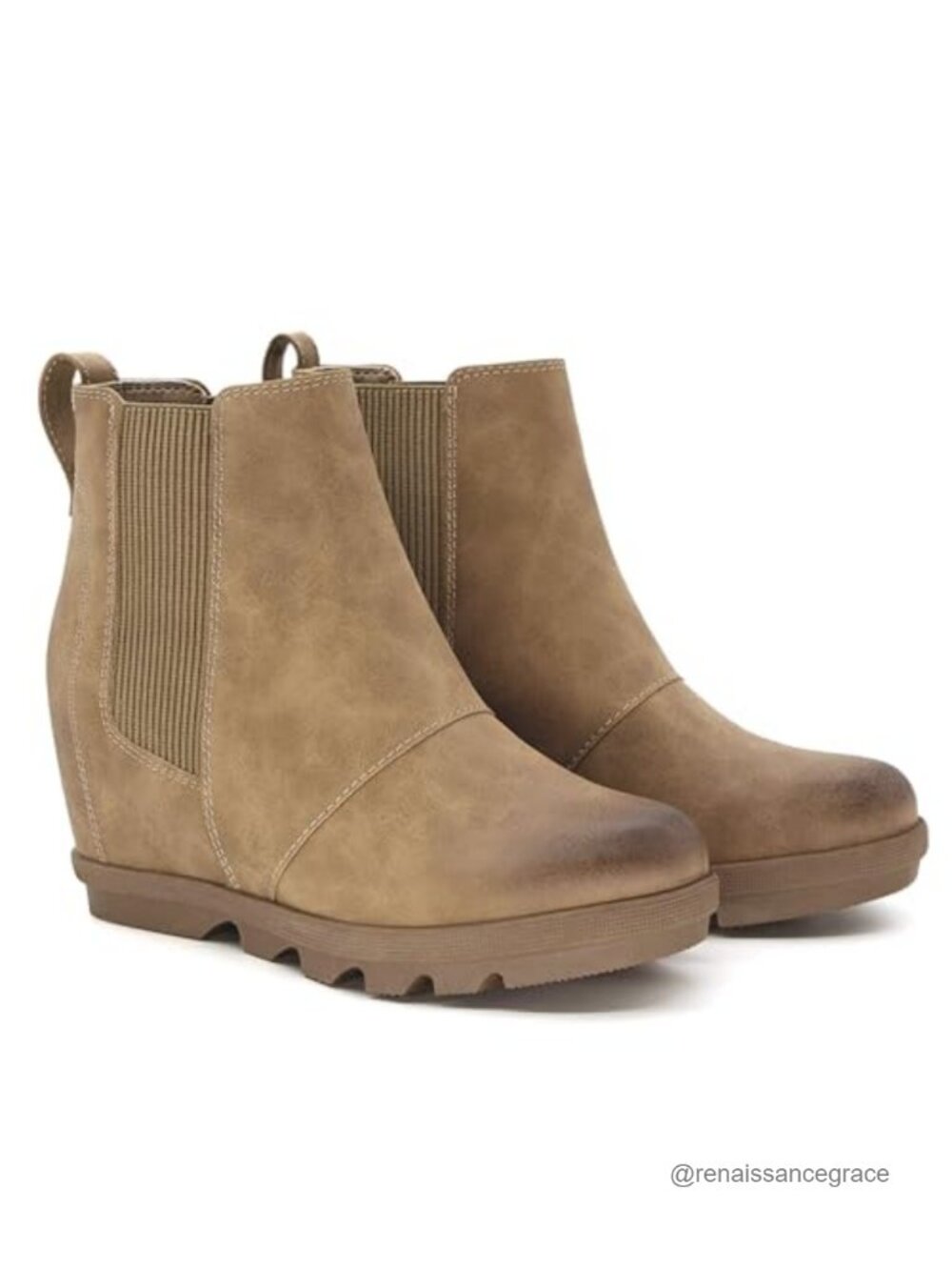 Women's Faux Leather Chelsea Ankle Wedge Boots Hidden Heel